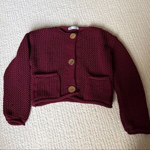 Zara Burgundy Knit Cardigan